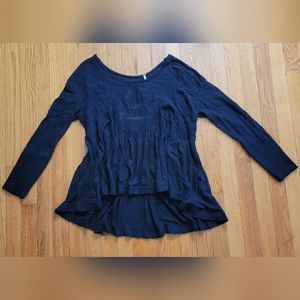 FREE PEOPLE lace boho long sleeve tunic blouse shirt small s key hole